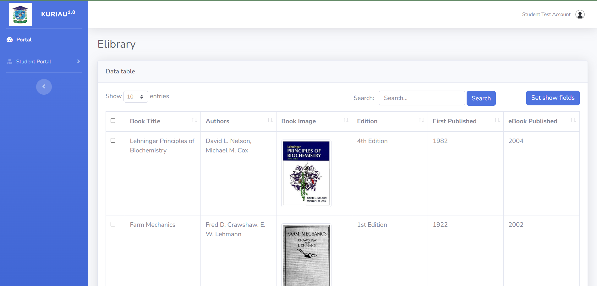 Book list of the E-Library
